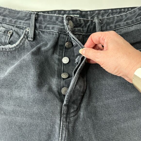 GRLFRND Cindy Hidden Button Fly High Rise Gray Cut-Off Jean Shorts Raw Hem 32 - Picture 4 of 14